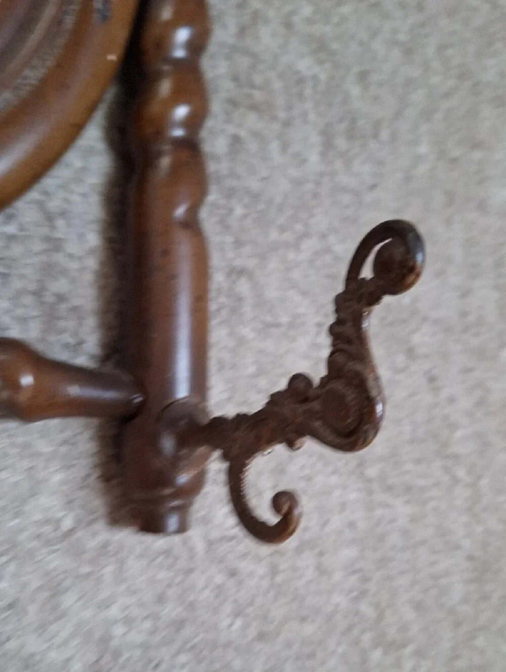 Antique/vintage Victorian-style turned wood entryway hat and coat rack & Mirror